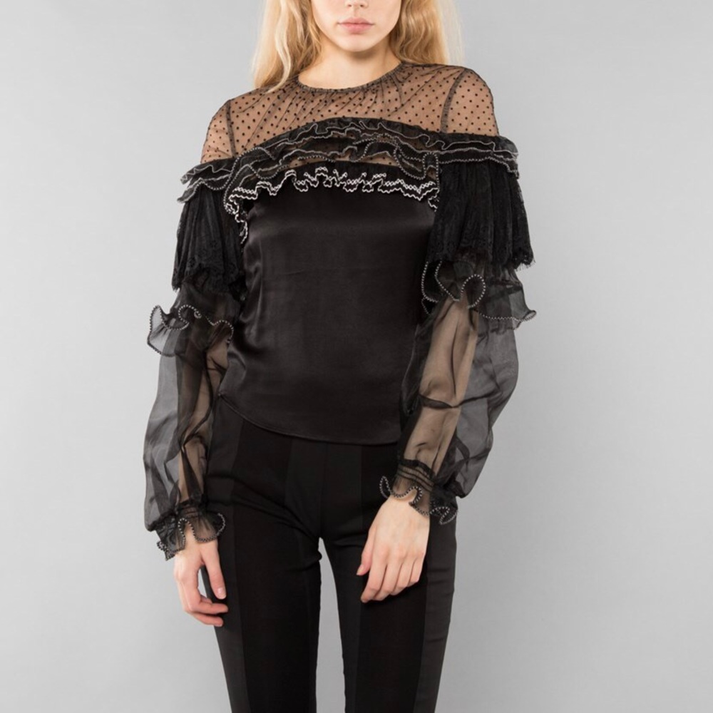Self Portrait Pleated Trim Shirt